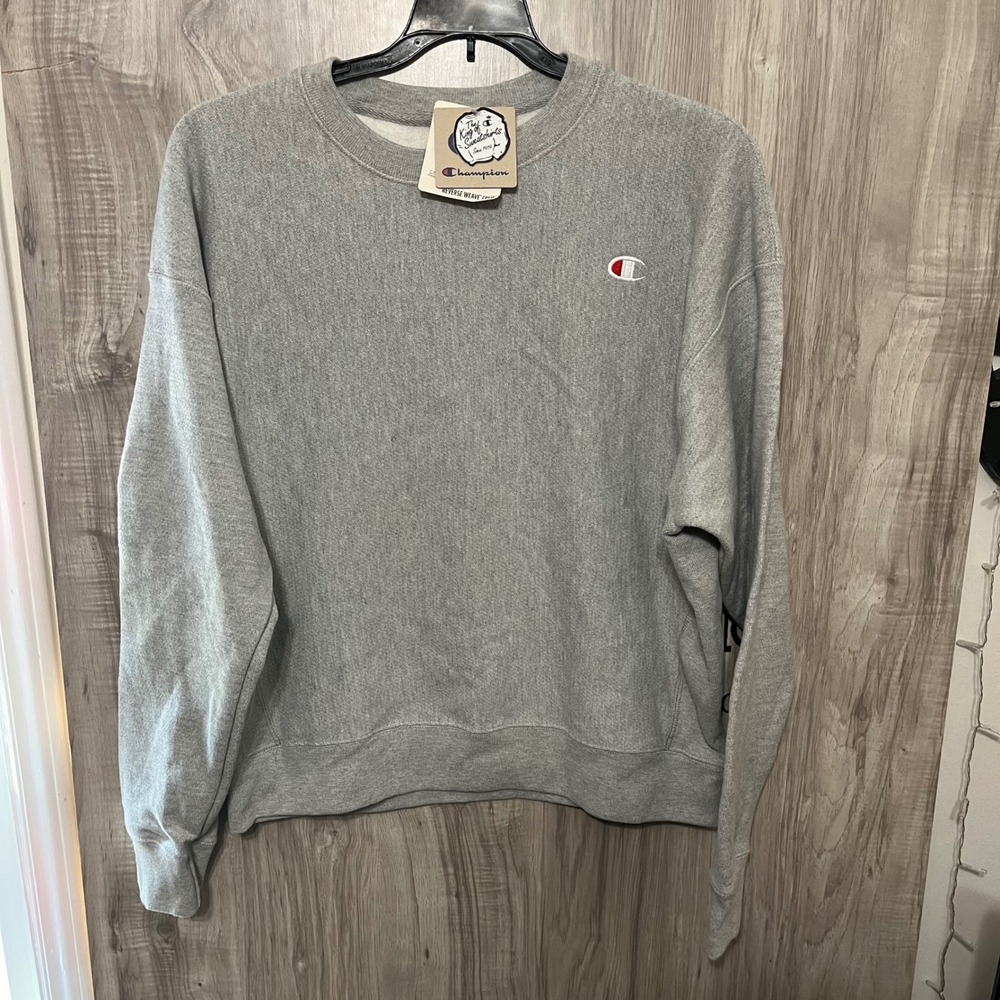Champion Men's Reverse Weave Hoodie Gray Large Pullover Sweatshirt
